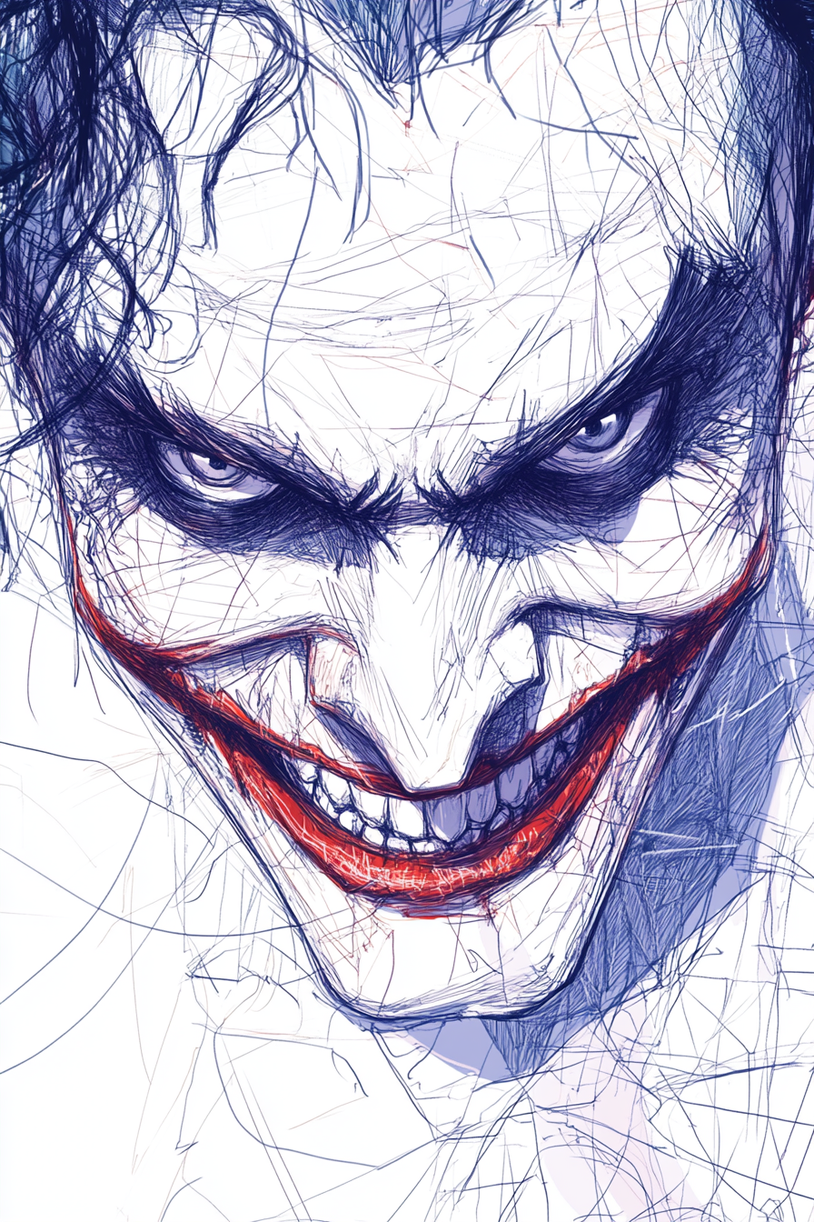 Tableau déco Joker portrait dessin