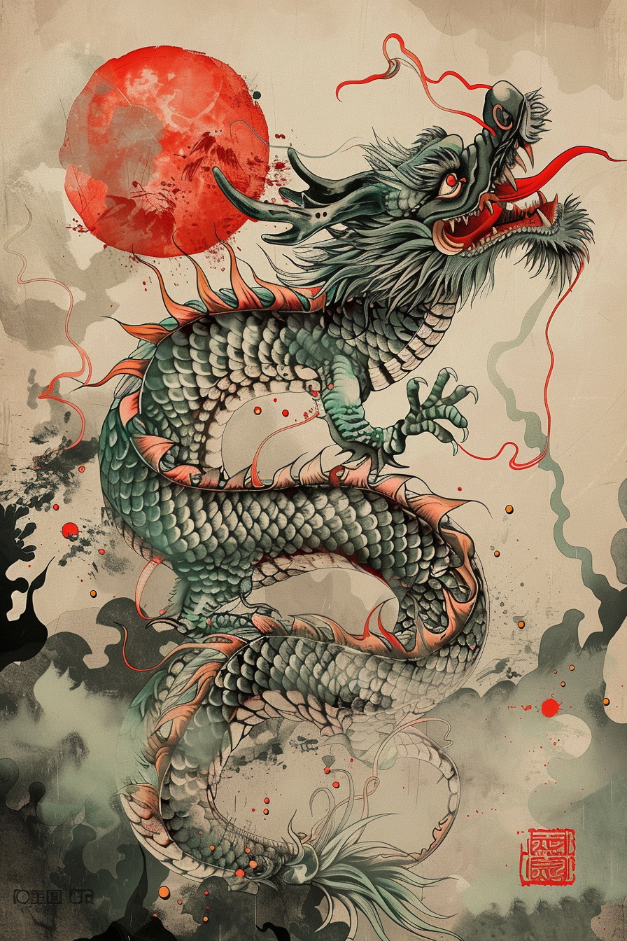 Tableau Dragon Japonais