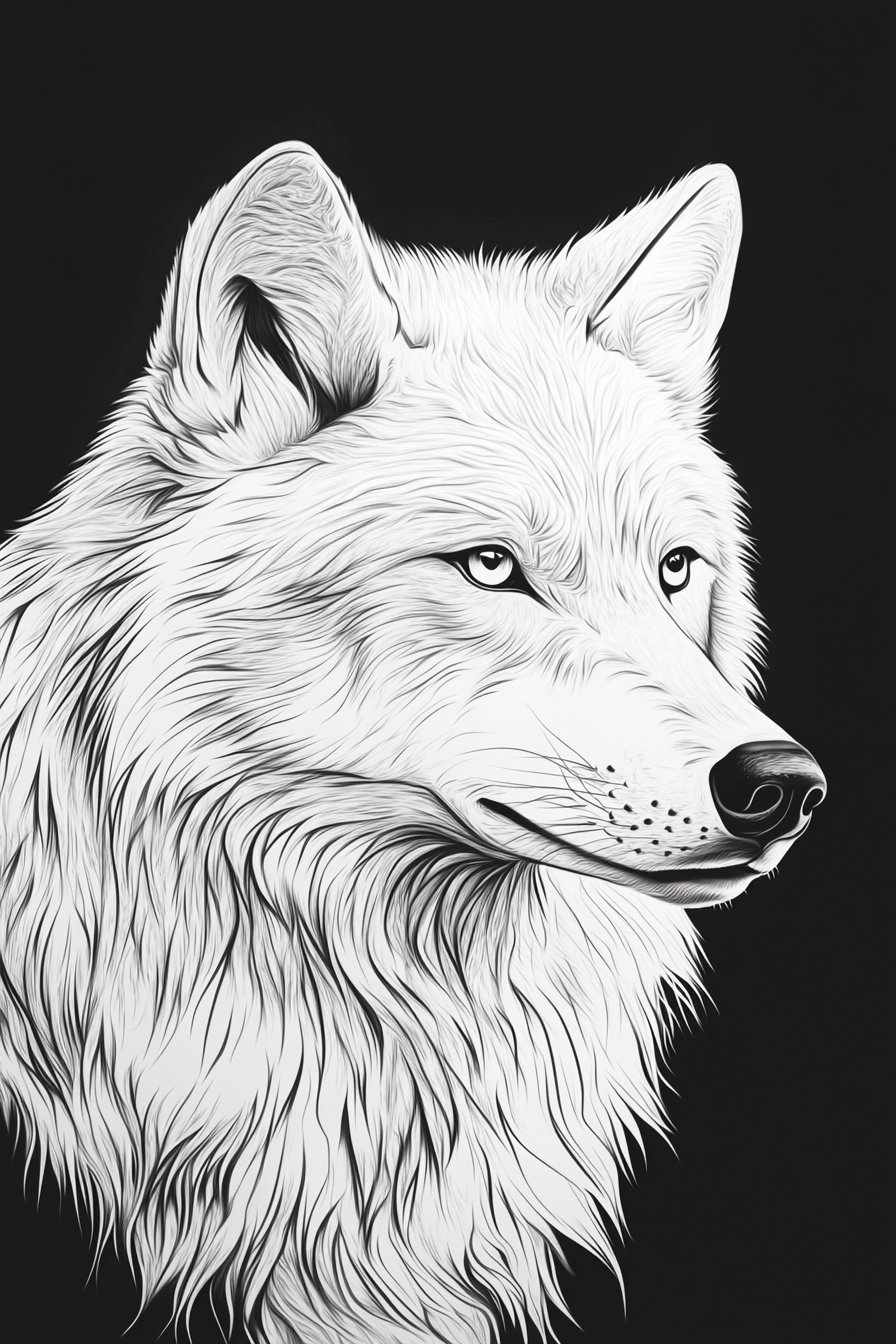 Tableau Loup Blanc Dessin