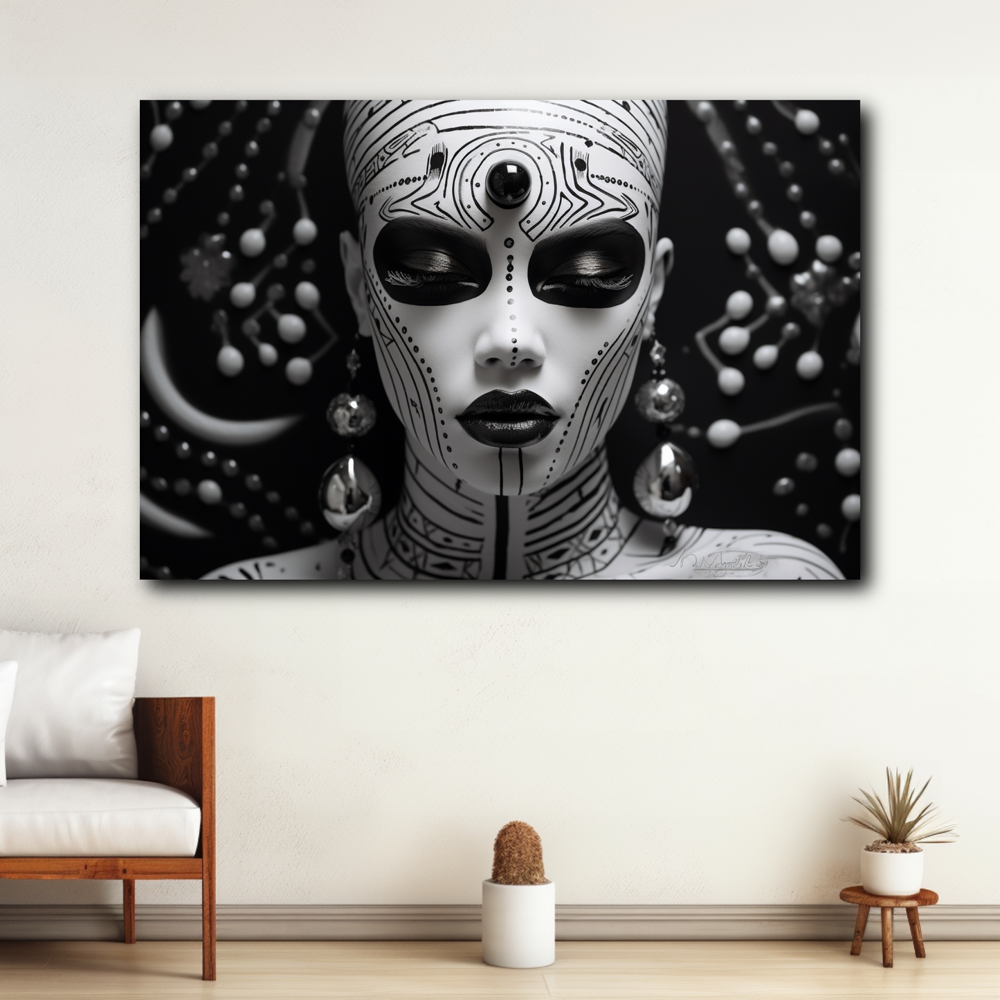 Tableau Ethnique Noir et Blanc