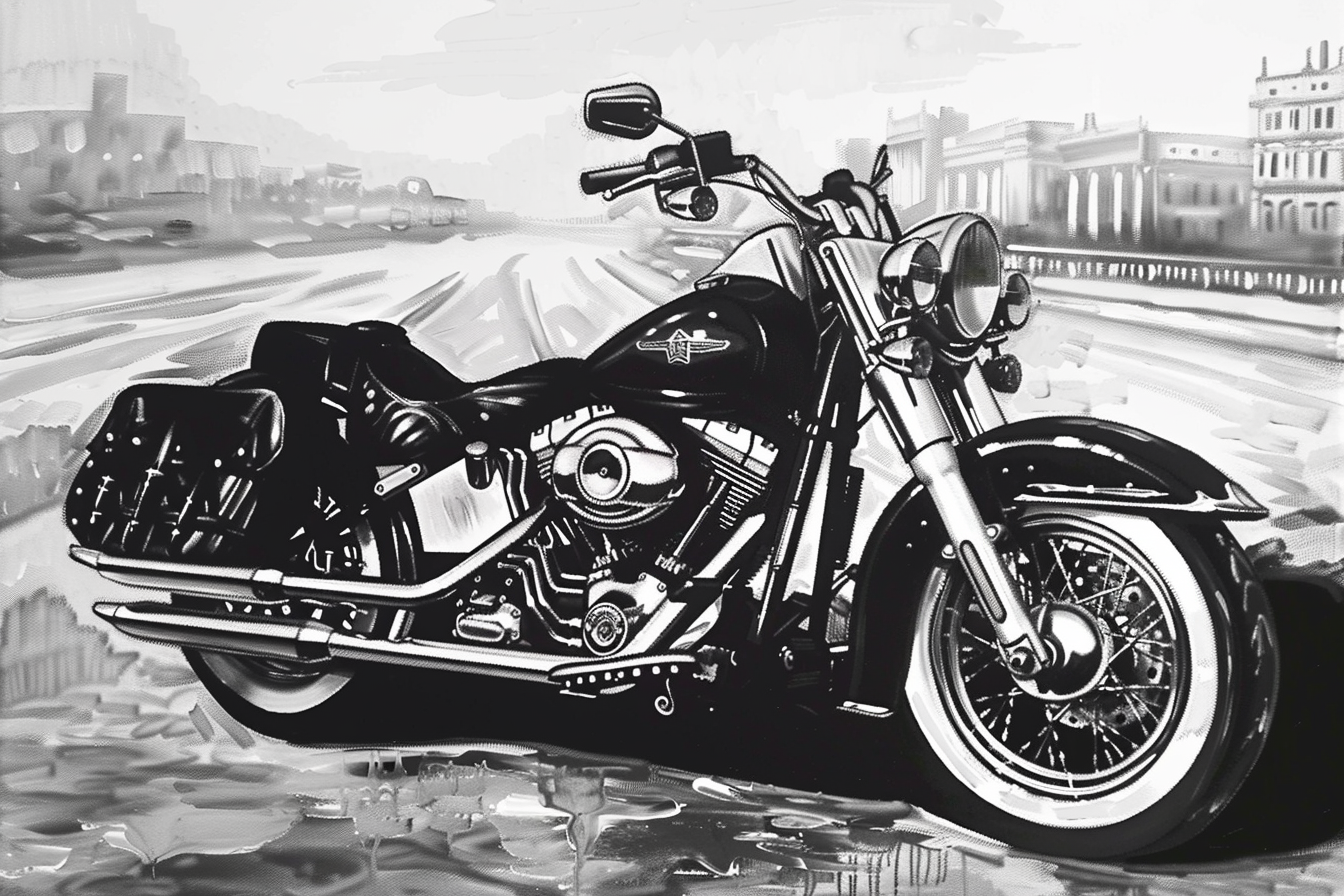 Tableau Moto Noir et Blanc