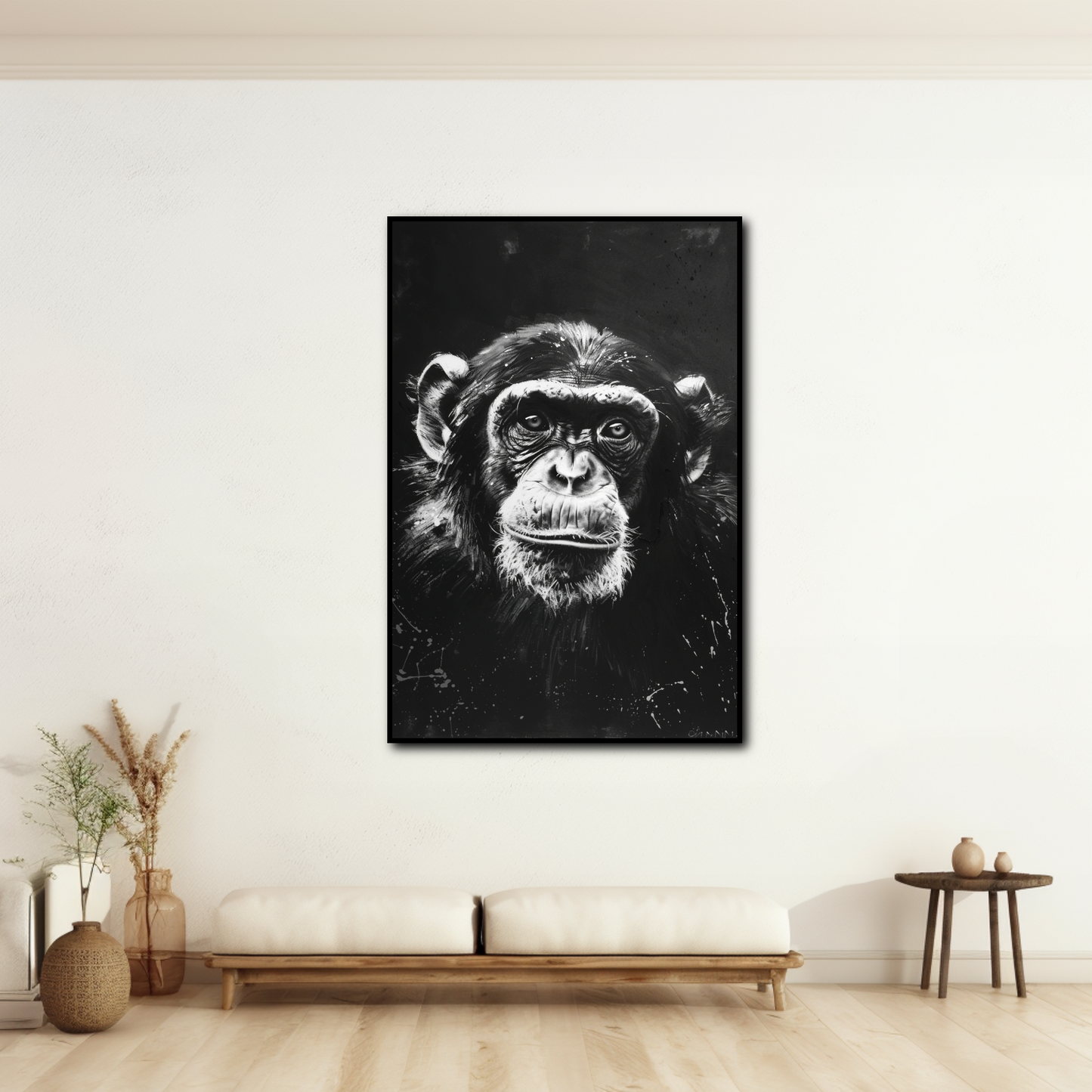 Tableau Singe Noir et Blanc
