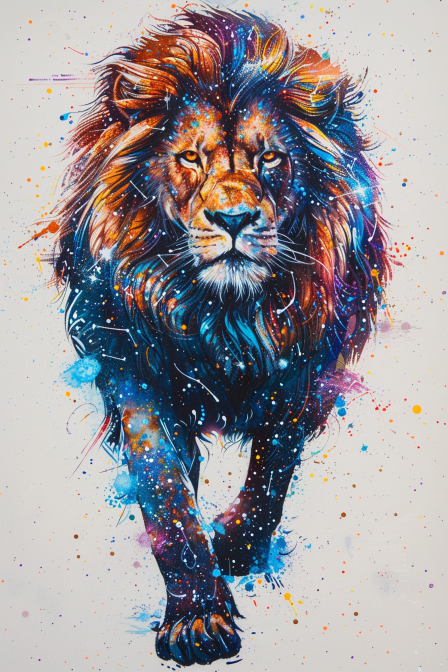 Tableau Lion Cosmique