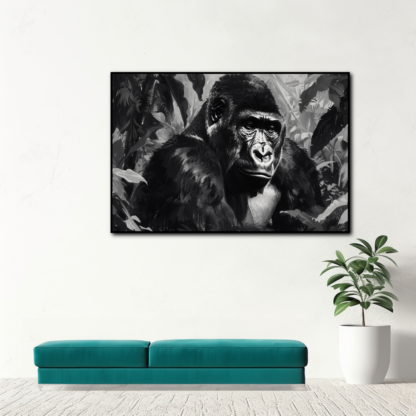 Tableau Gorille Noir et Blanc