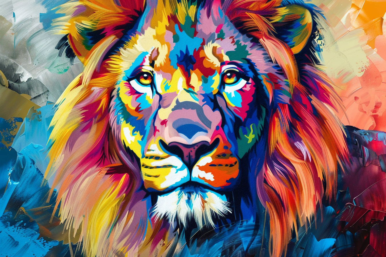 Tableau Lion Coloré