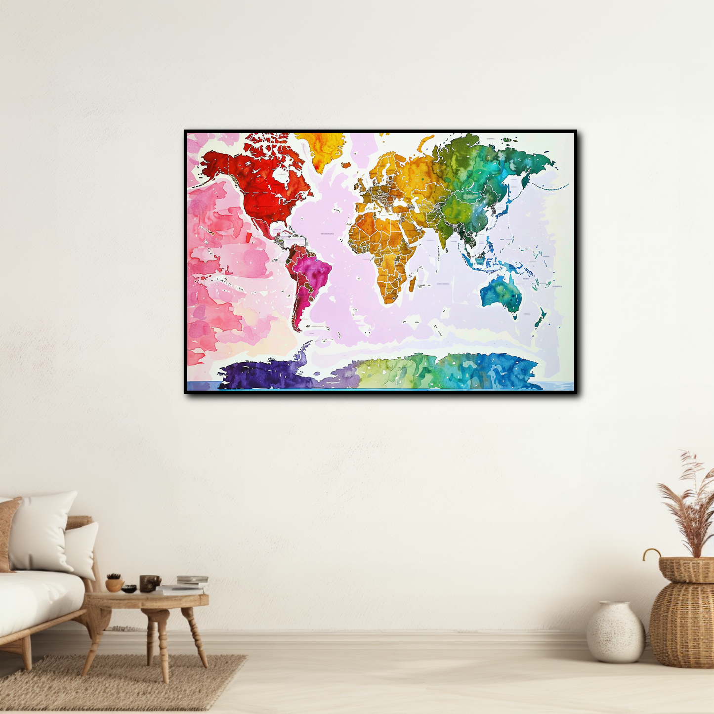Tableau Carte du Monde Colorée