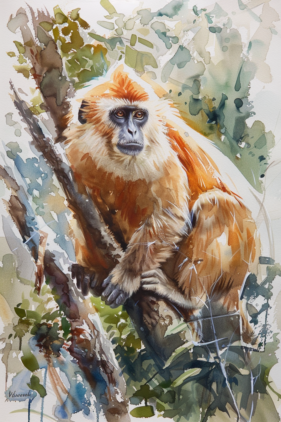 Tableau Singe Aquarelle