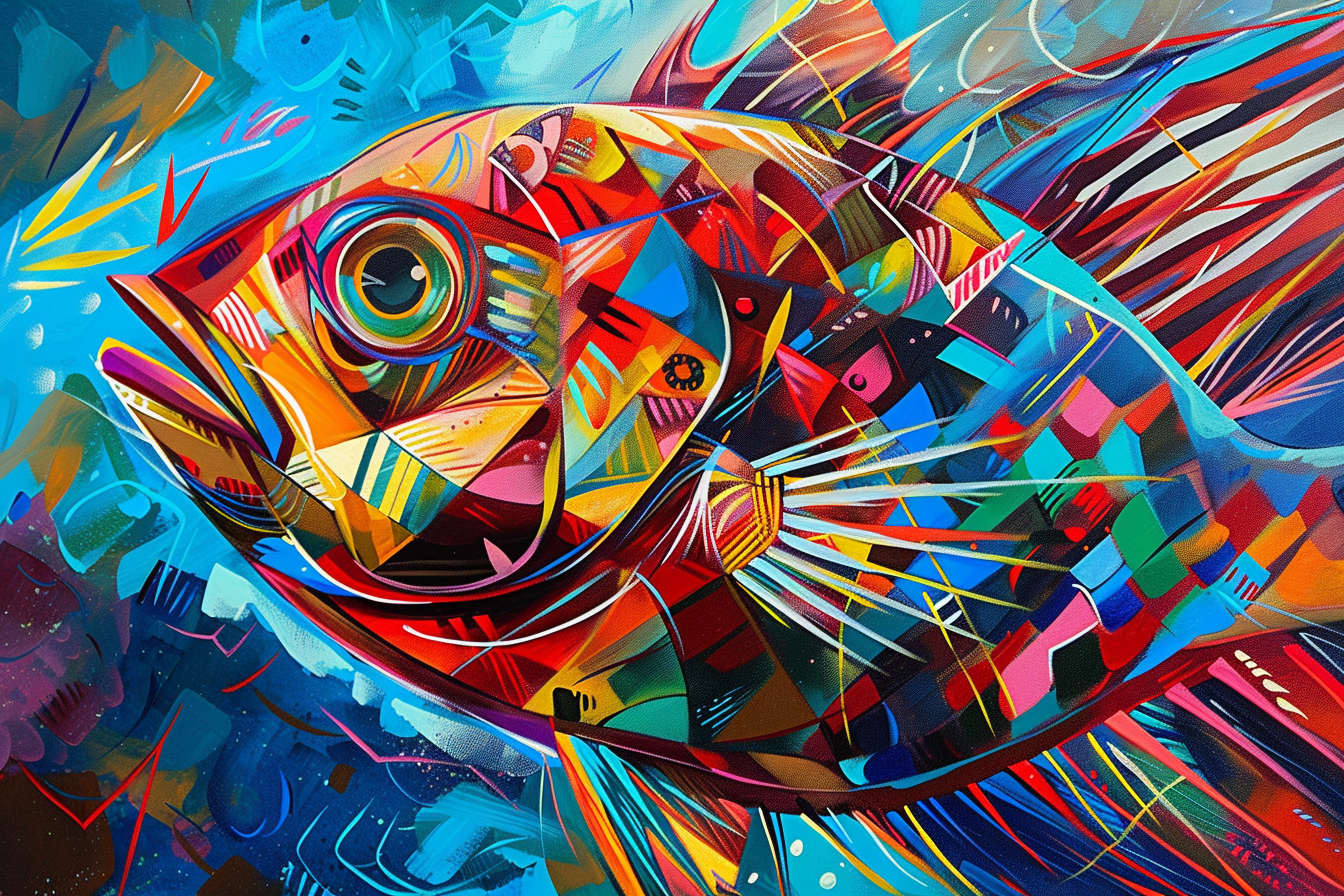 Tableau Abstrait Poisson