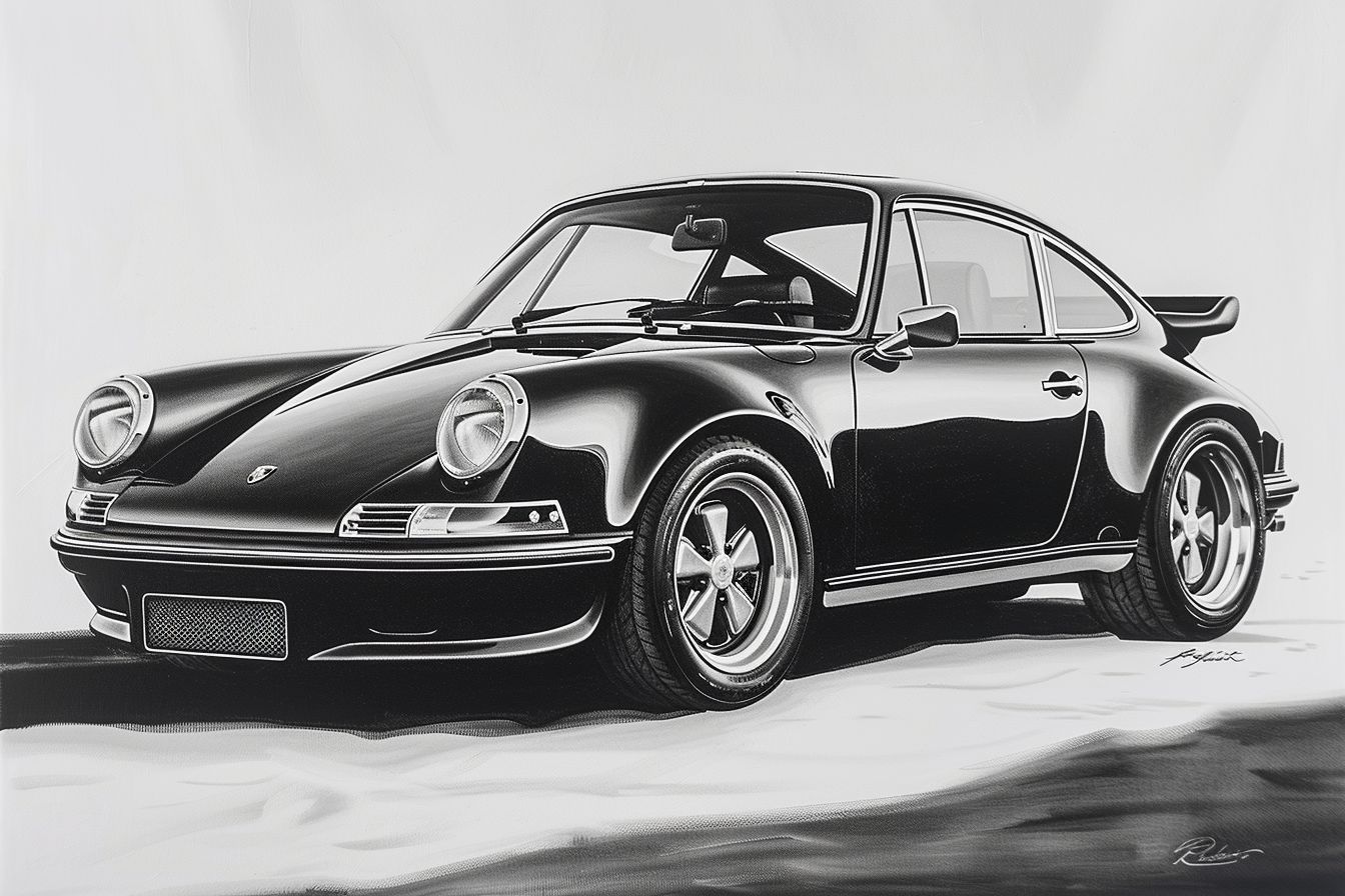 Tableau Porsche 911 Noir et Blanc