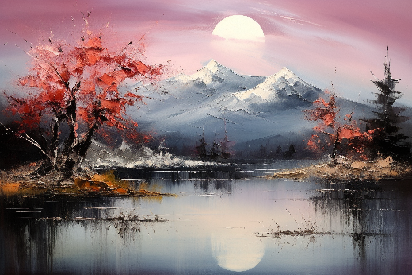 Tableau Soleil Couchant Montagne