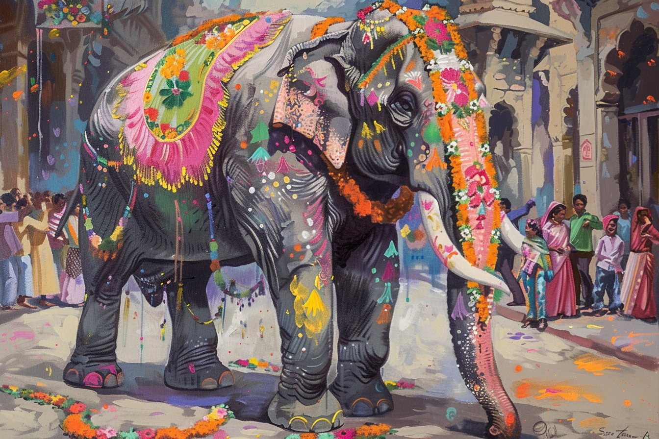 Tableau Élephant Coloré