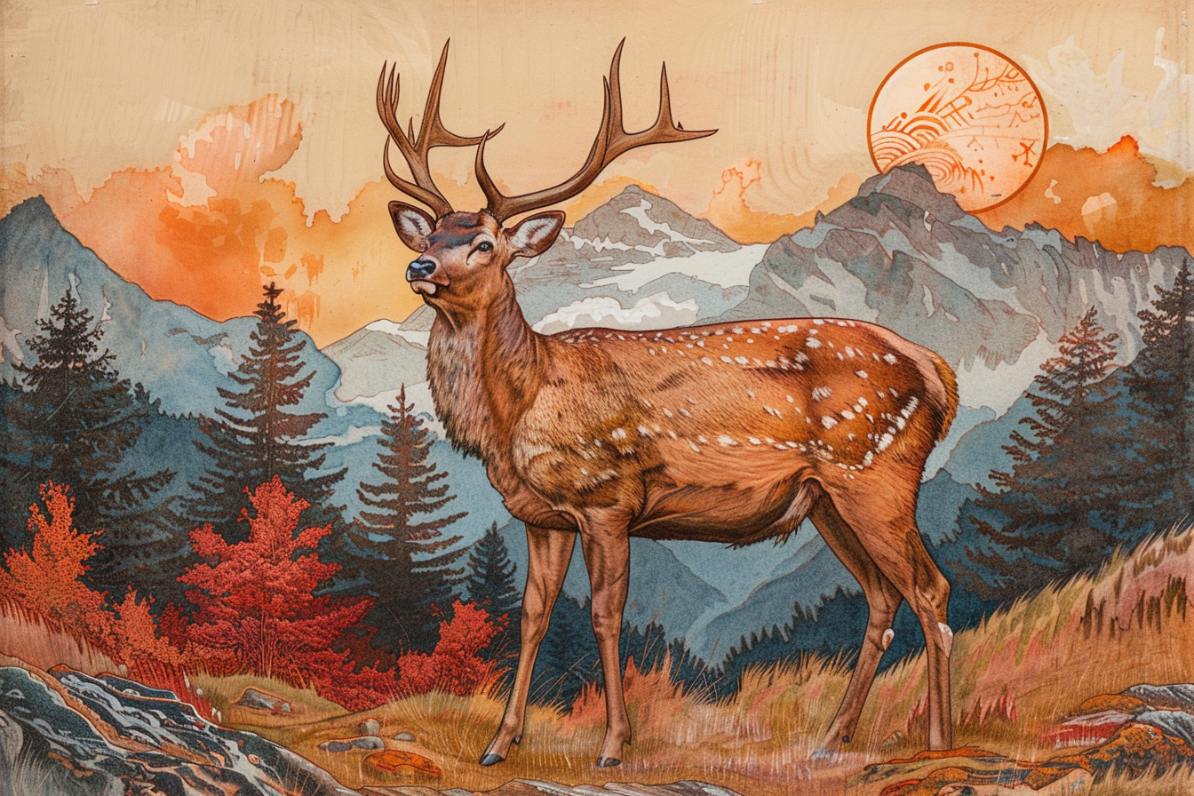 Tableau Cerf Art Déco