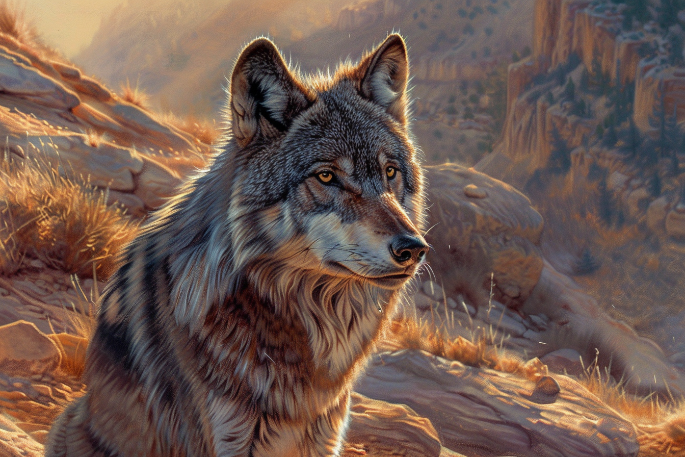 Tableau Loup Gris