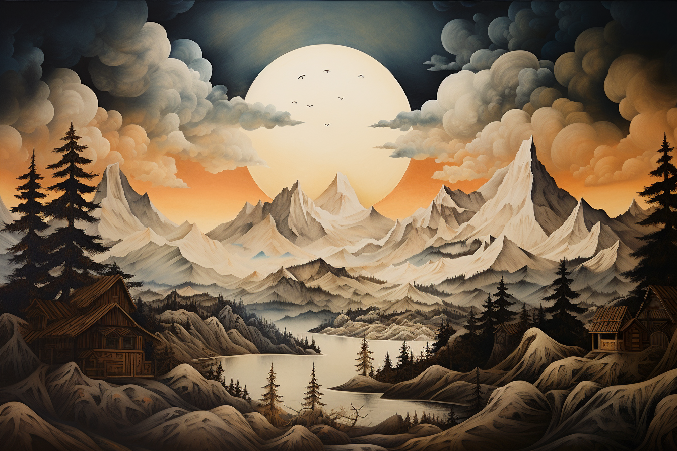 Tableau Montagne Bois