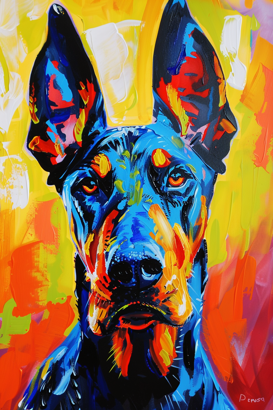 Tableau Doberman Coloré