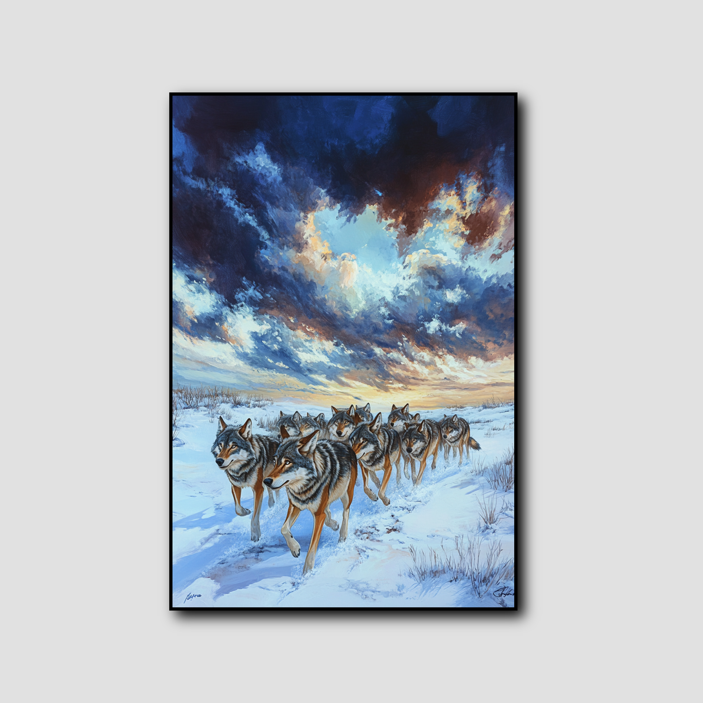 Tableau Loup en Meute