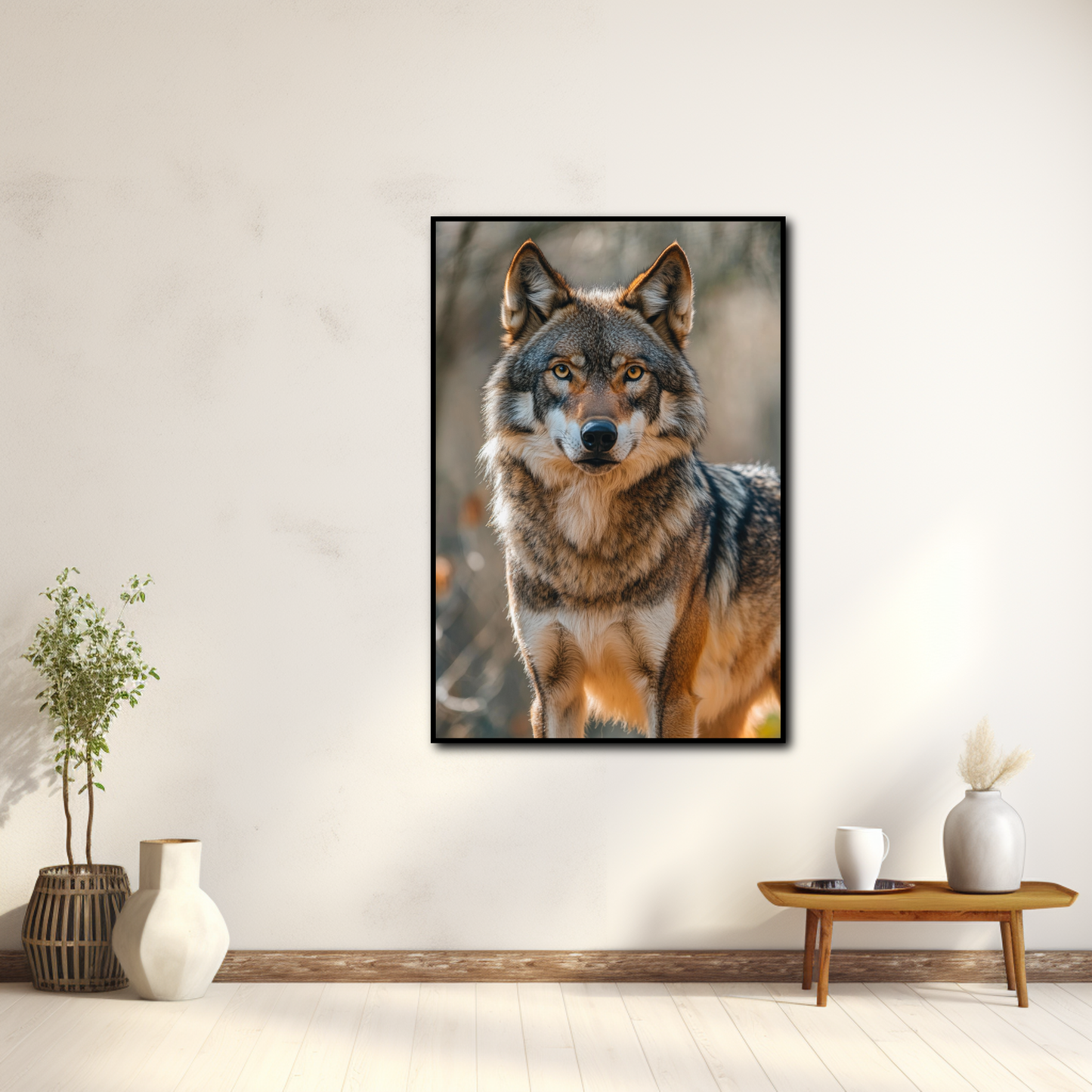 Tableau Loup Noir dans les Bois