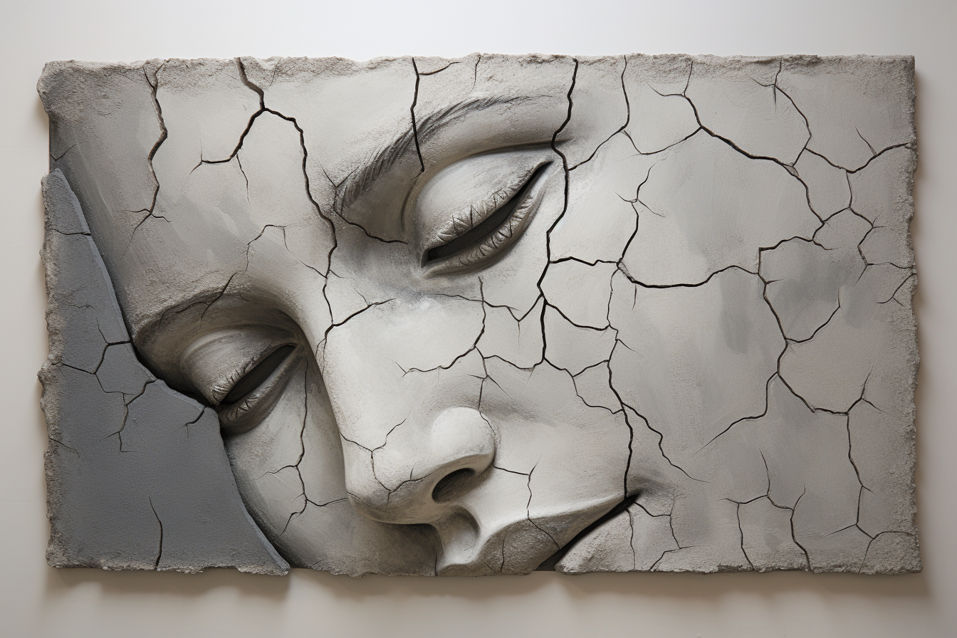 Tableau Visage Craquelé Minimaliste