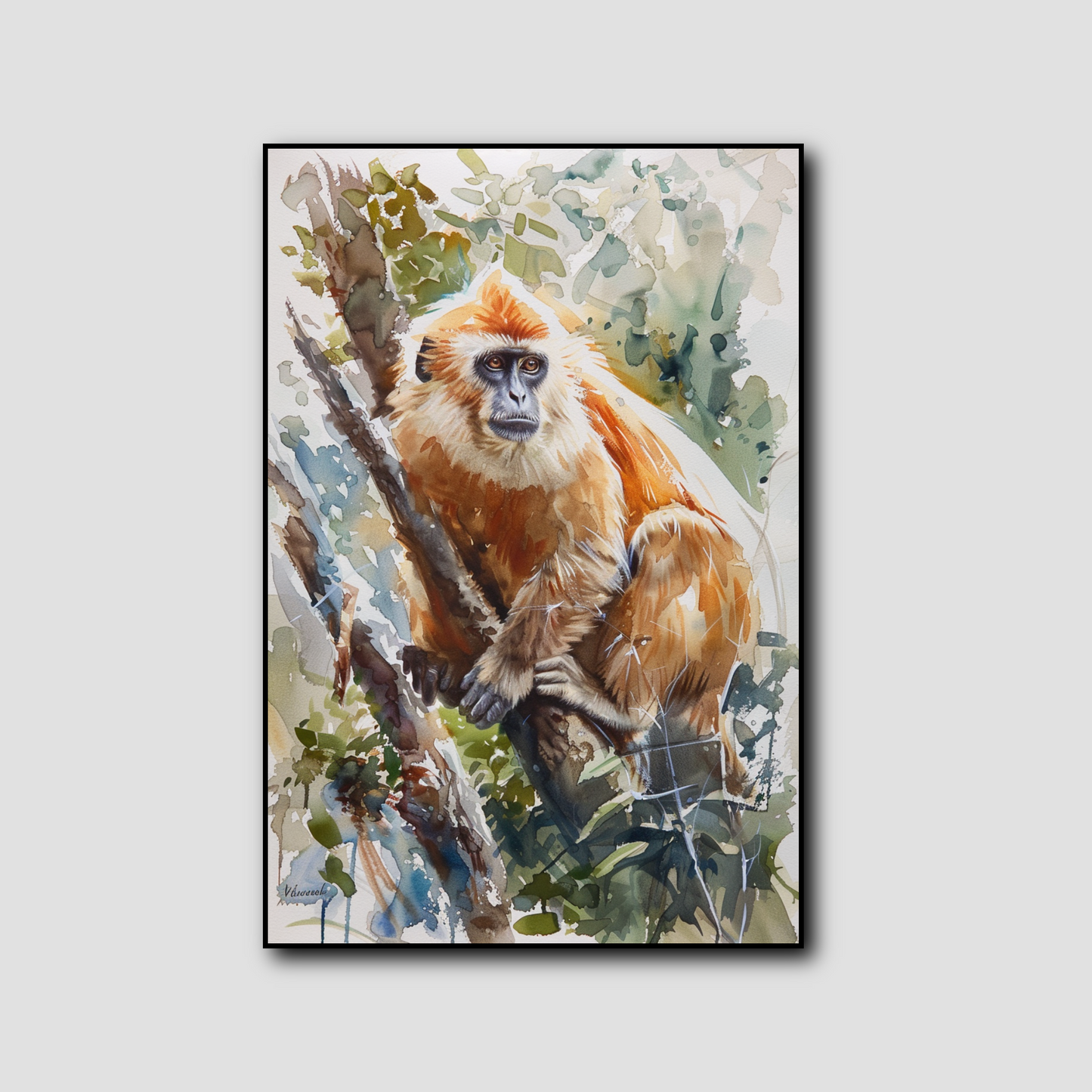 Tableau Singe Aquarelle