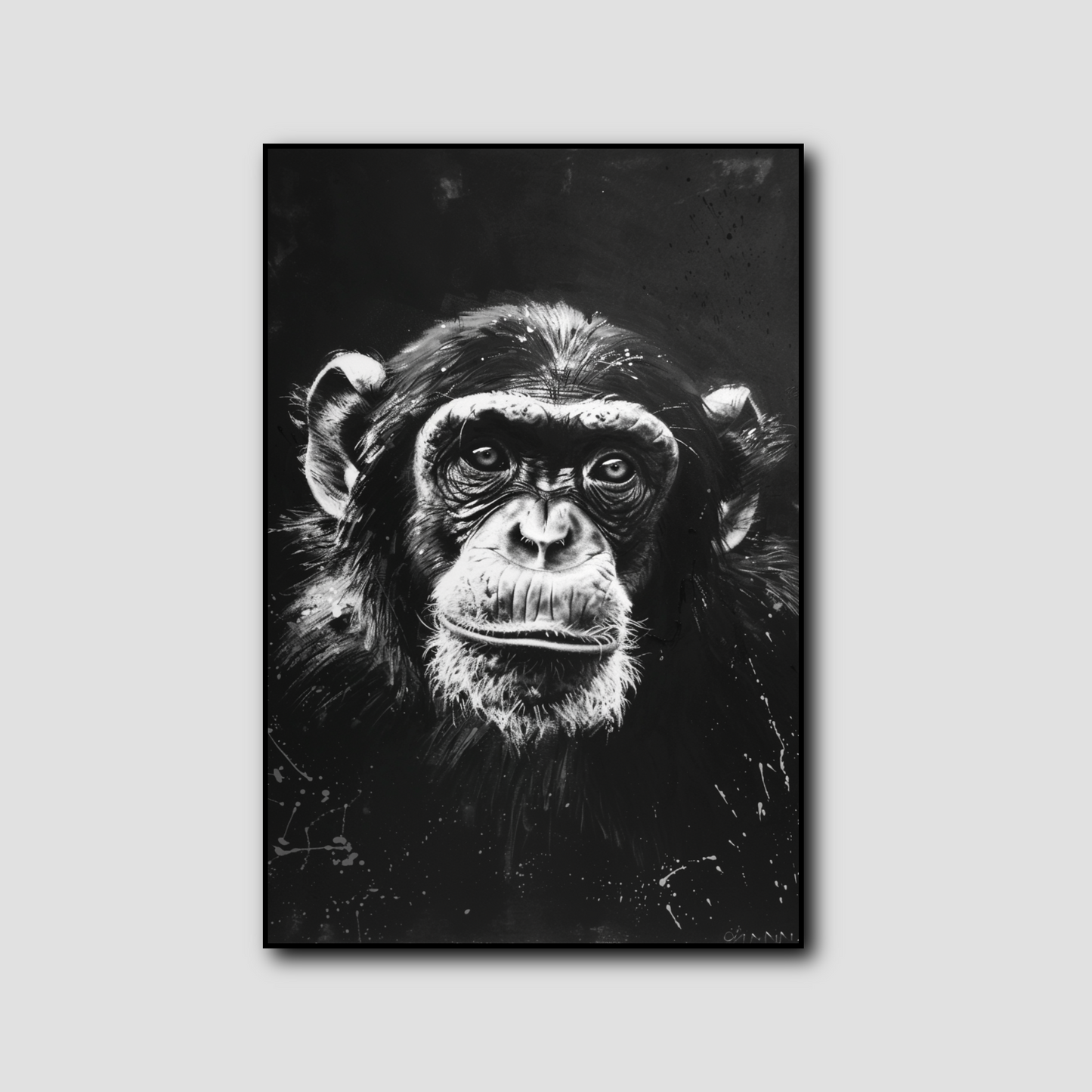 Tableau Singe Noir et Blanc
