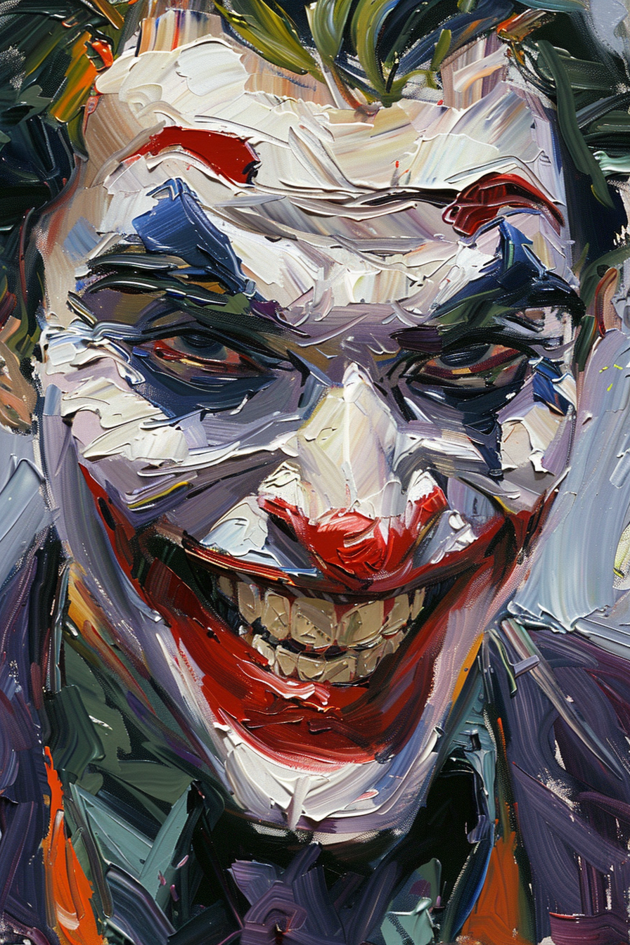 Tableau portrait Joker peinture impressionniste