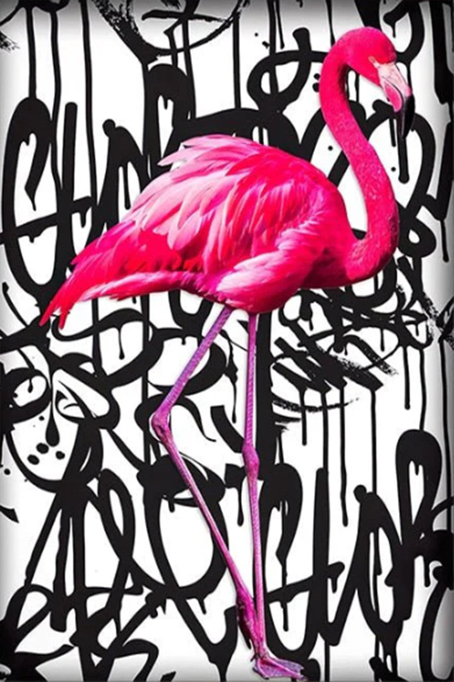 Tableau Flamant Rose Graffiti