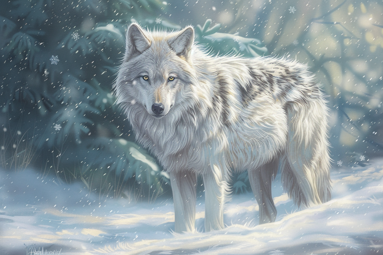 Tableau Loup Blanc