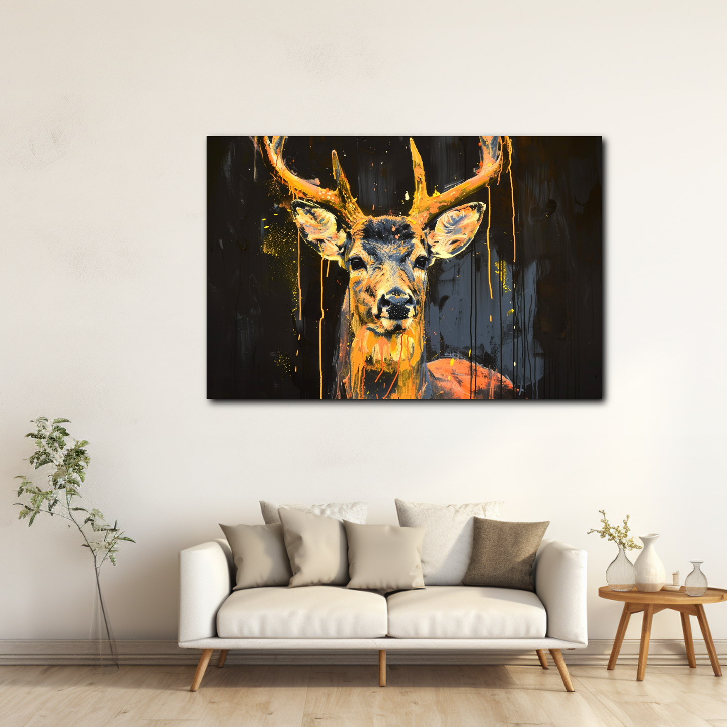 Tableau Cerf Fond Noir