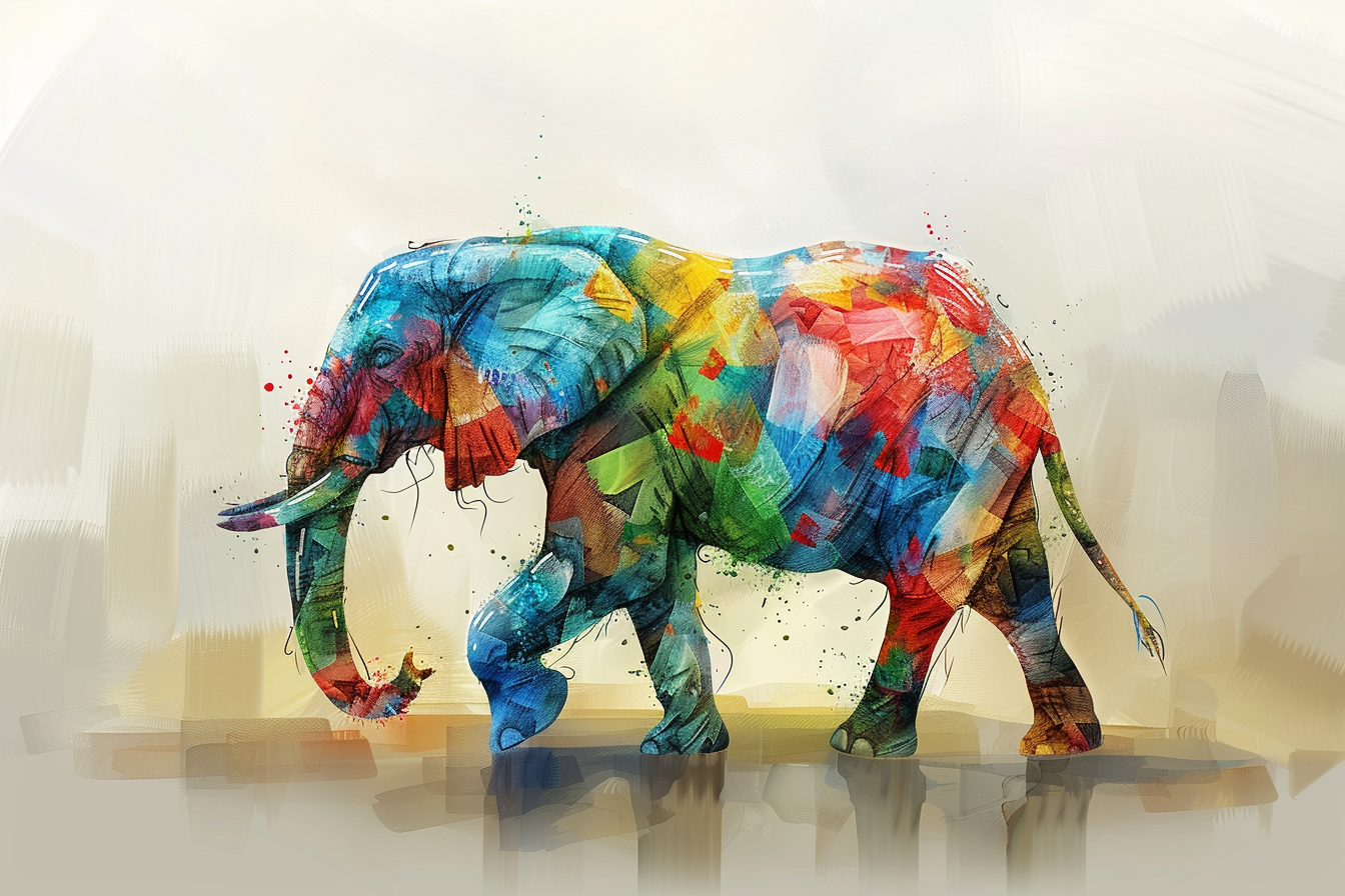 Tableau Elephant Multicolore