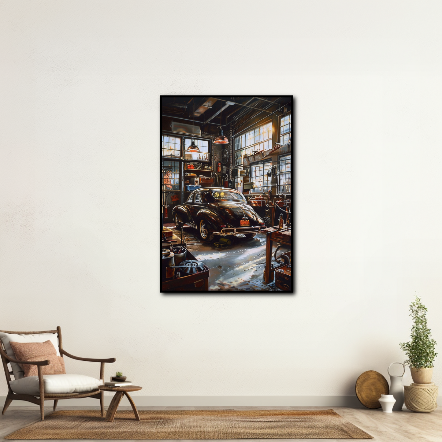 Tableau Voiture Atelier Retro