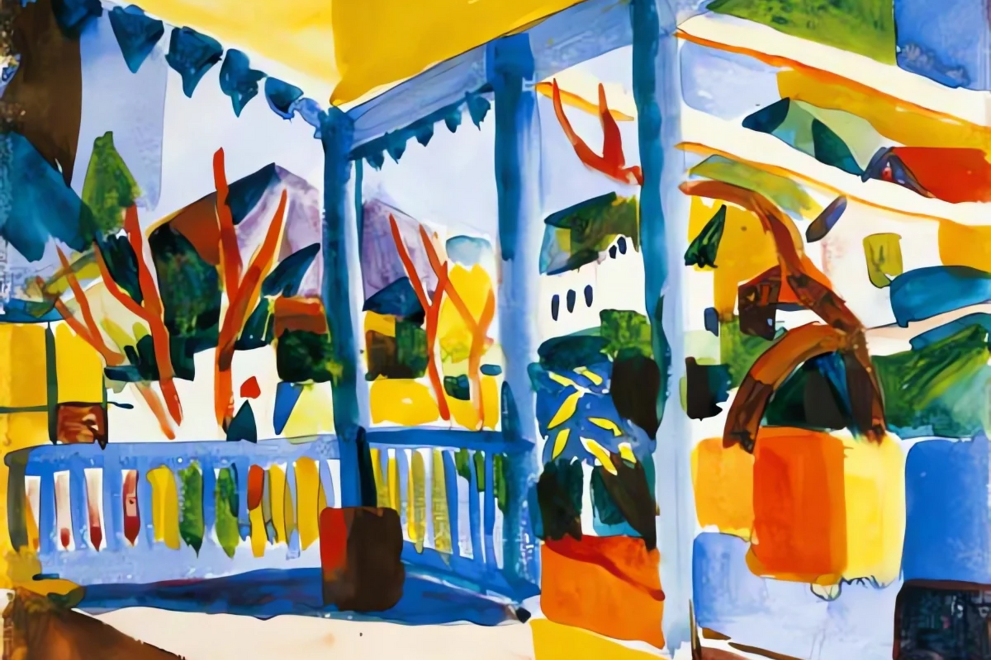 Terrasse de la maison de campagne - August Macke