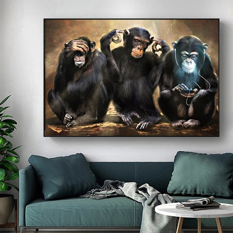 Tableau Singes avec Ecouteurs