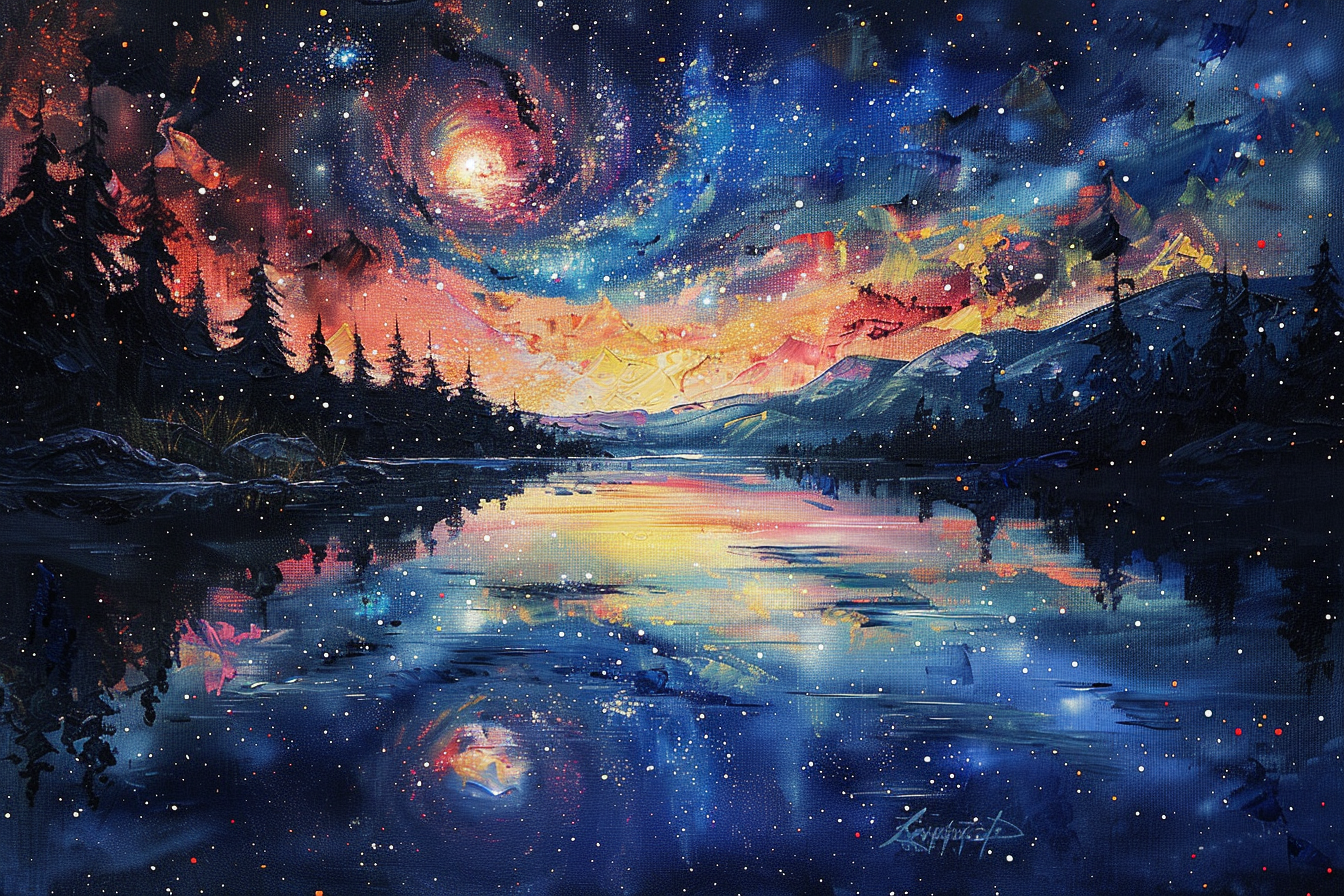 Tableau Galaxie sur le Lac