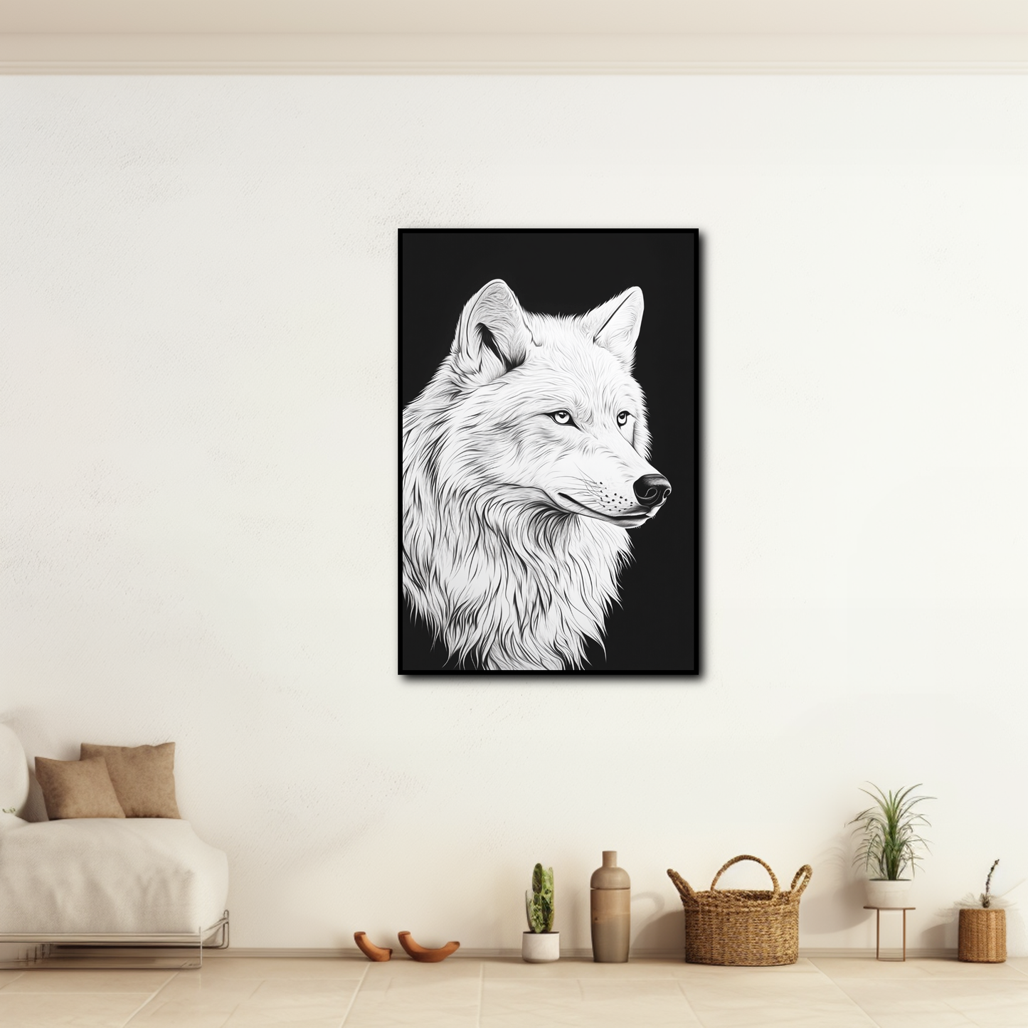 Tableau Loup Blanc Dessin