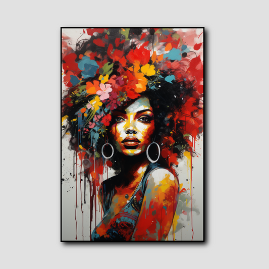 Tableau Femme Afro Street Art