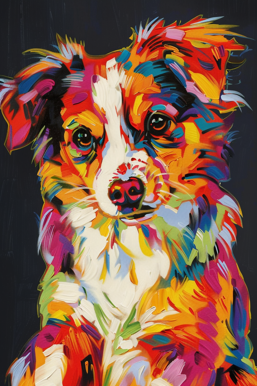 Tableau Chien Multicolore
