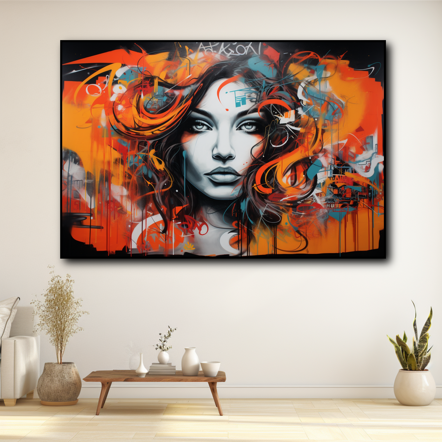 Tableau Graffiti Visage Femme