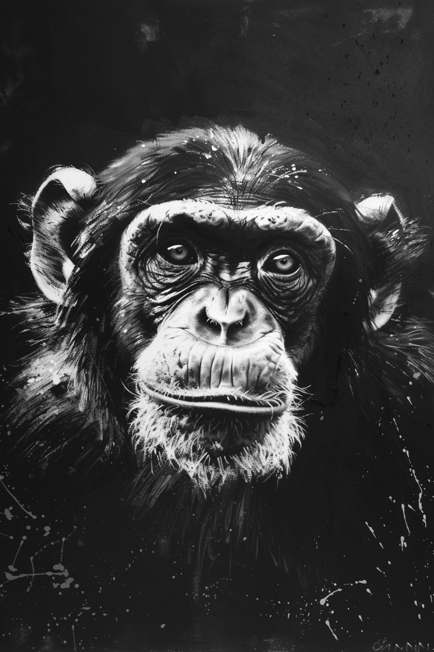 Tableau Singe Noir et Blanc