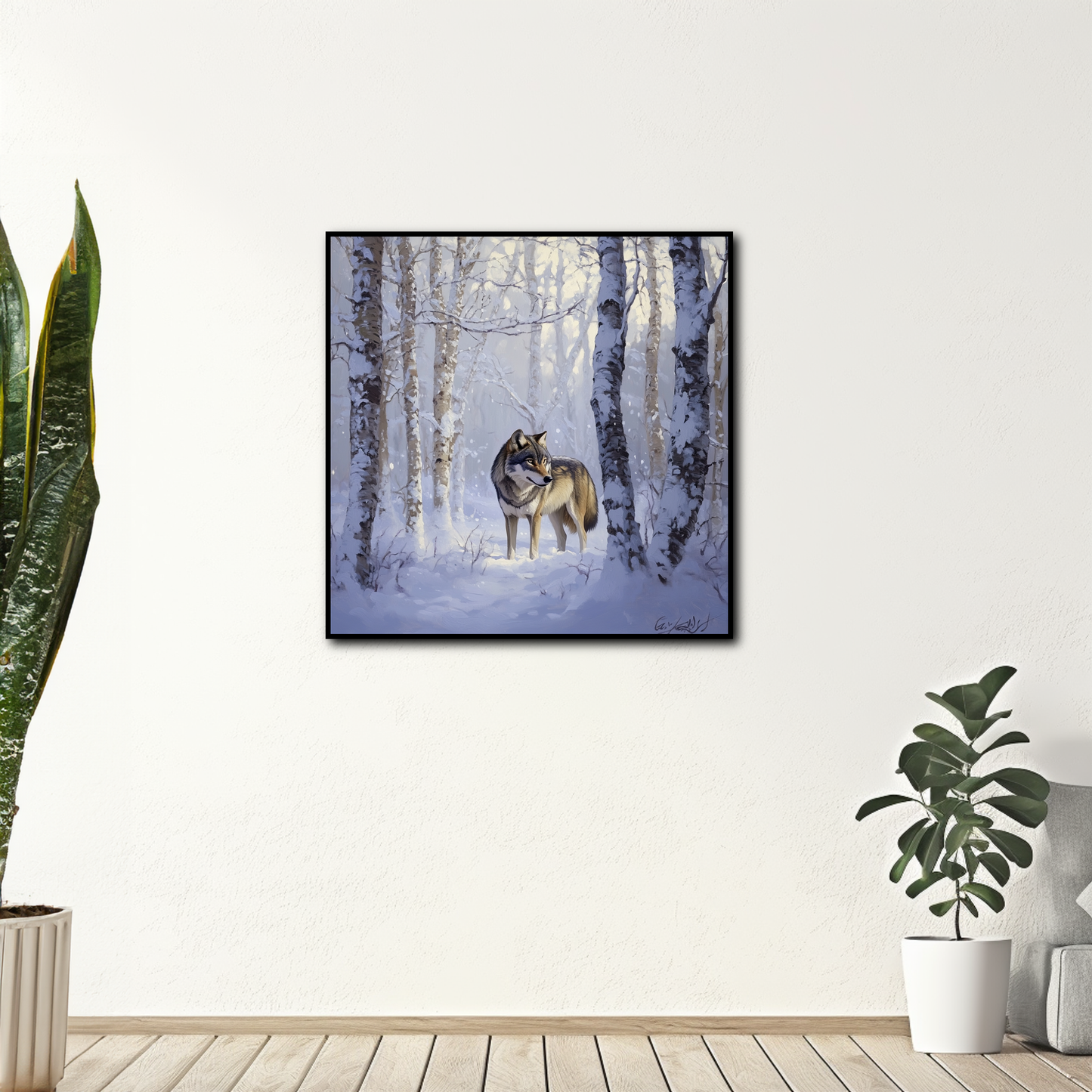 Tableau Loup Forêt Enneigée