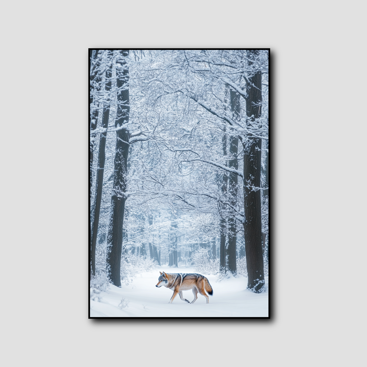 Tableau Loup Arbre Enneigé