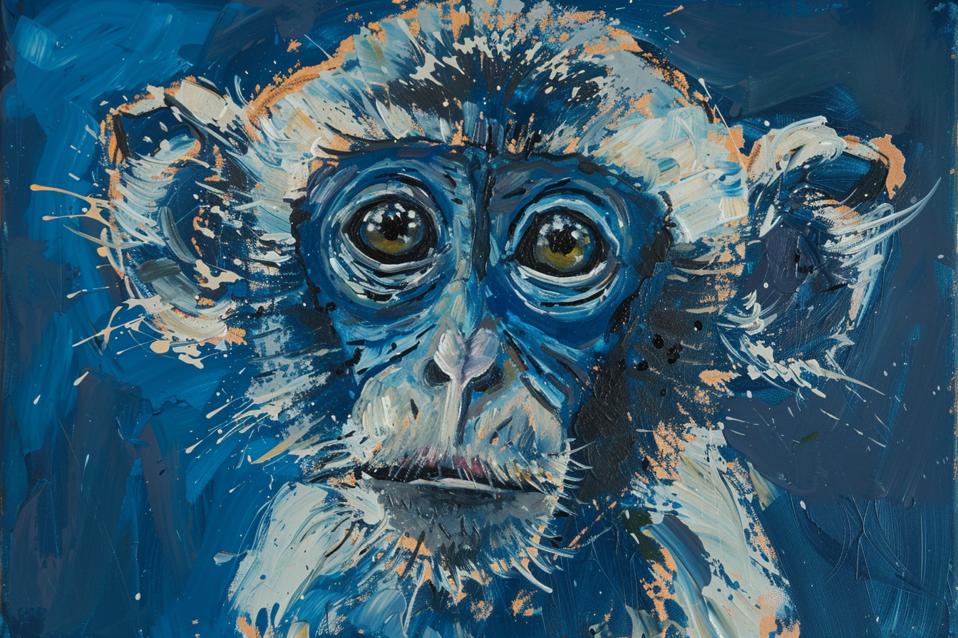 Tableau Singe Bleu