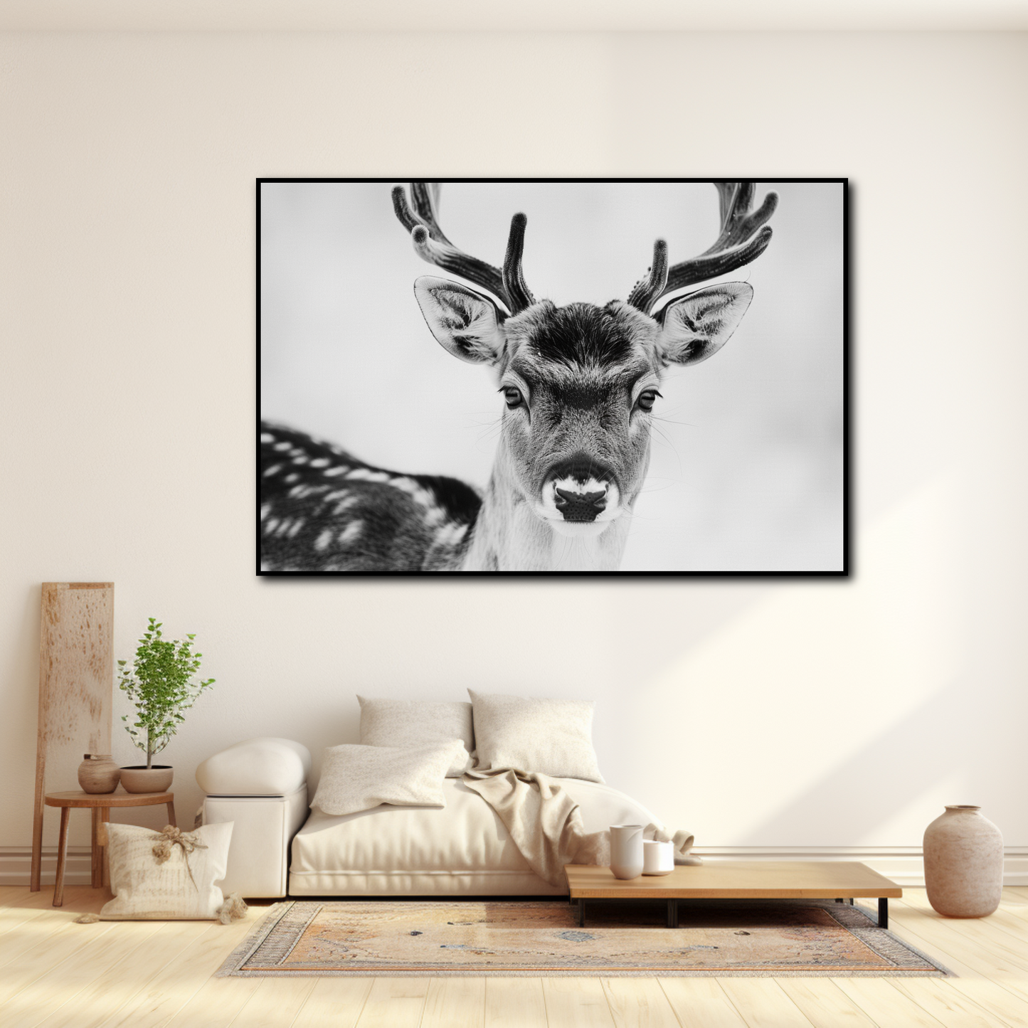 Tableau Cerf Noir et Blanc
