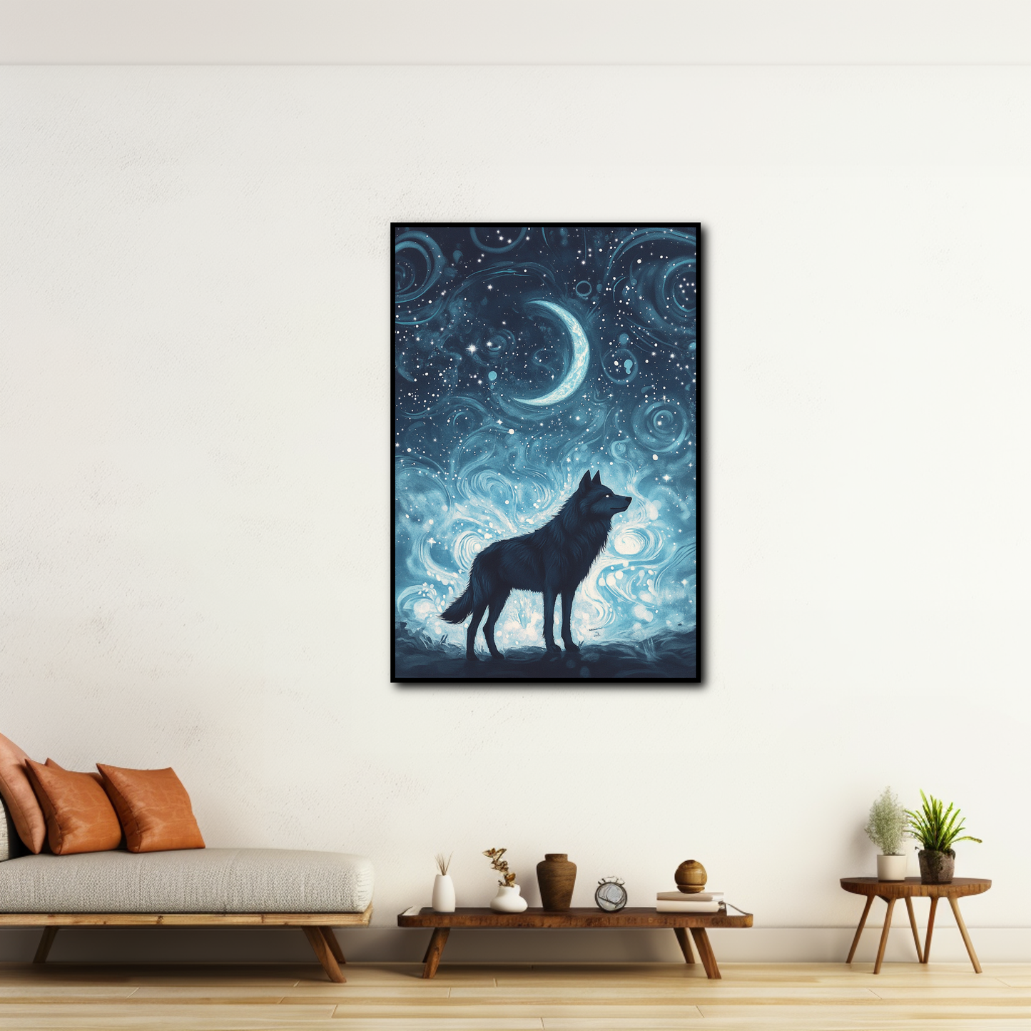 Tableau Loup Nuit Étoilée