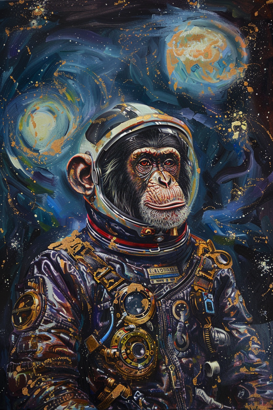 Tableau Singe Astronaute