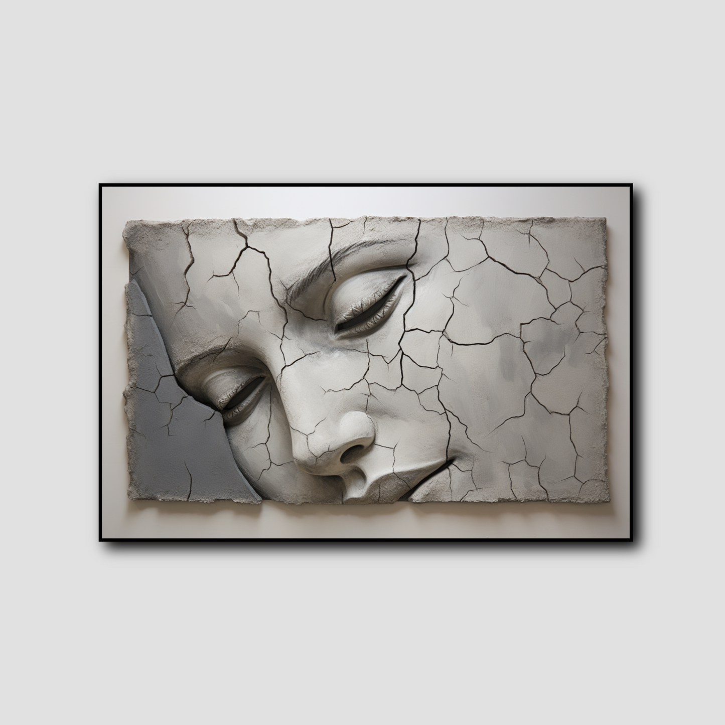 Tableau Visage Craquelé Minimaliste