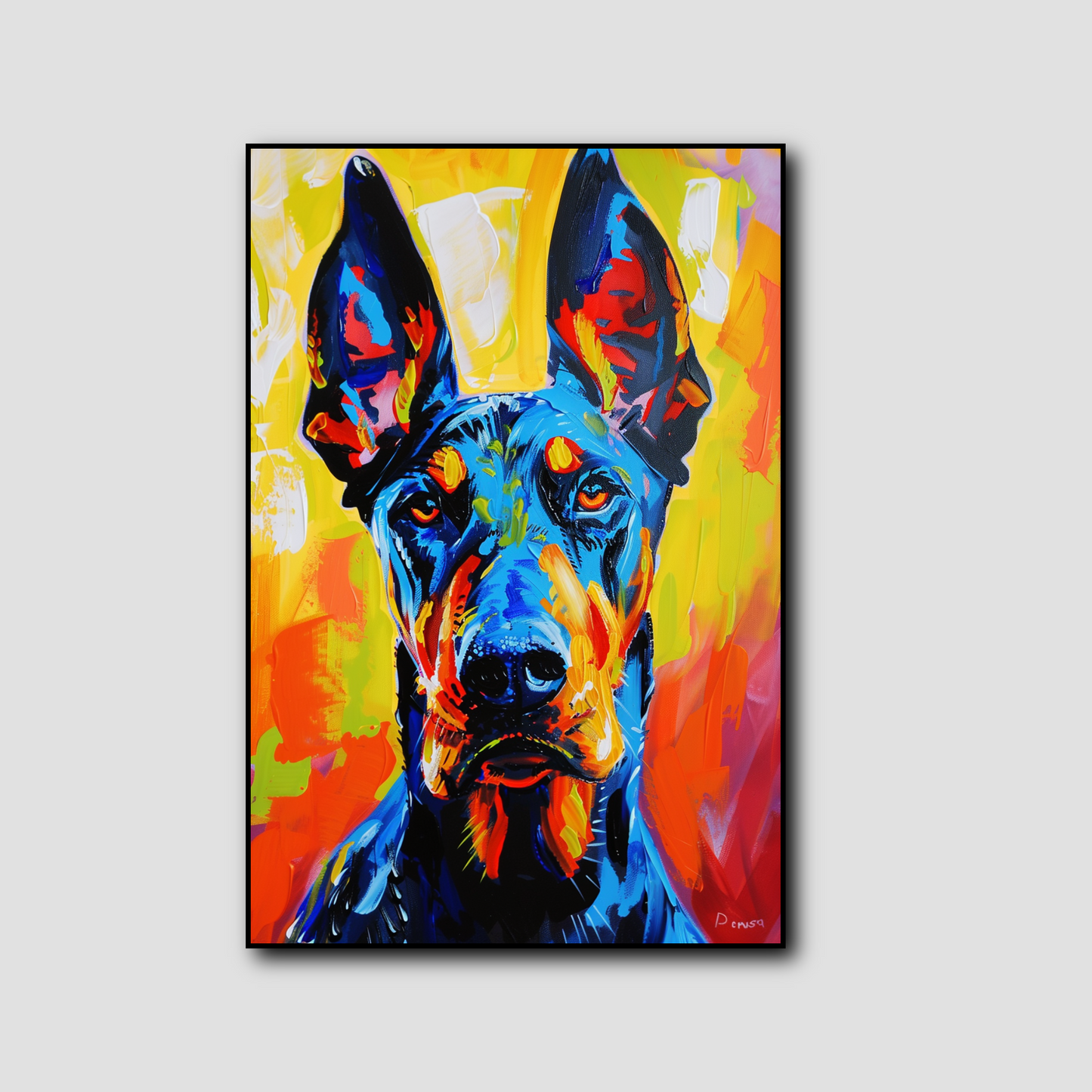 Tableau Doberman Coloré