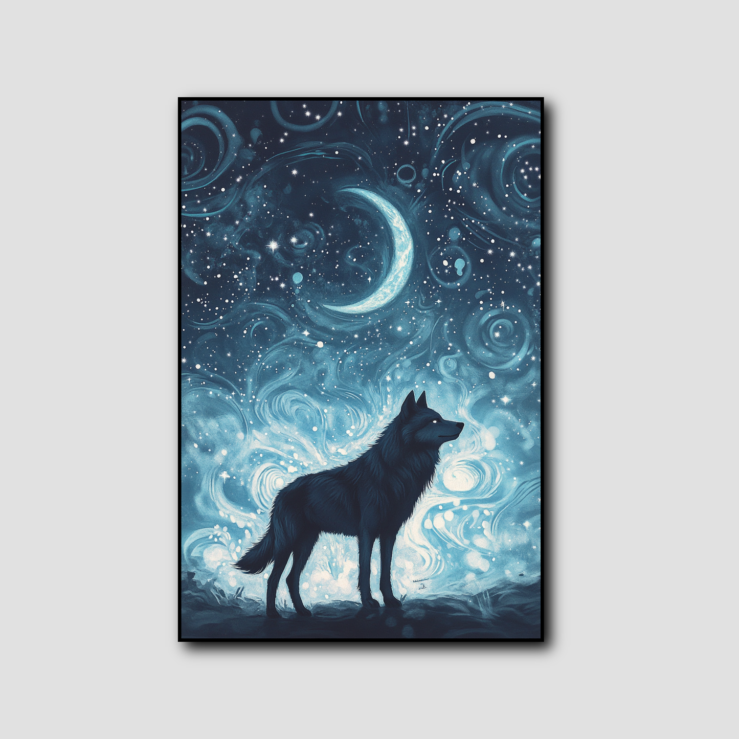 Tableau Loup Nuit Étoilée