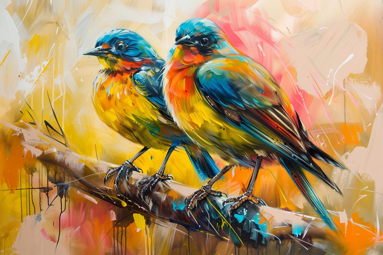 Tableau Oiseaux Colorés
