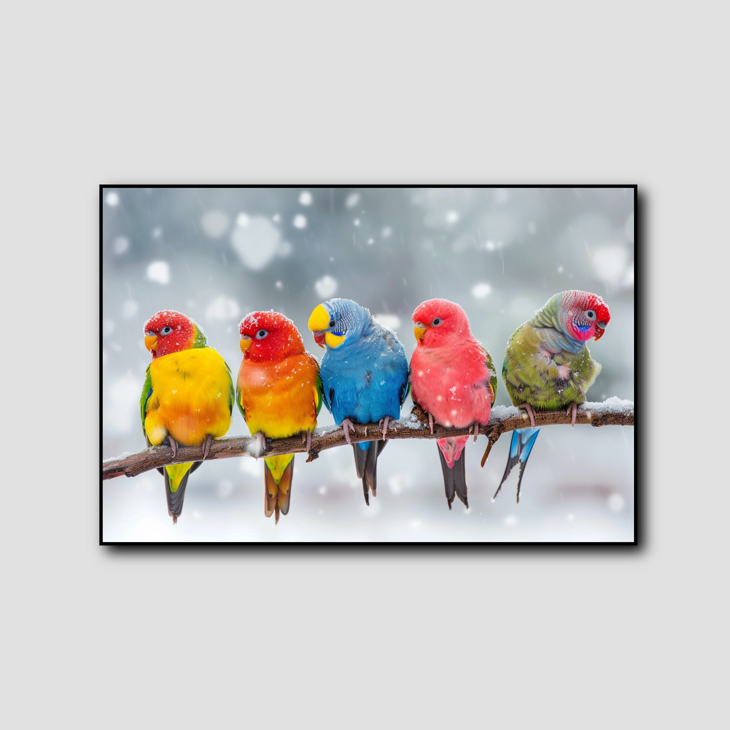 Tableau Perroquets et Neige