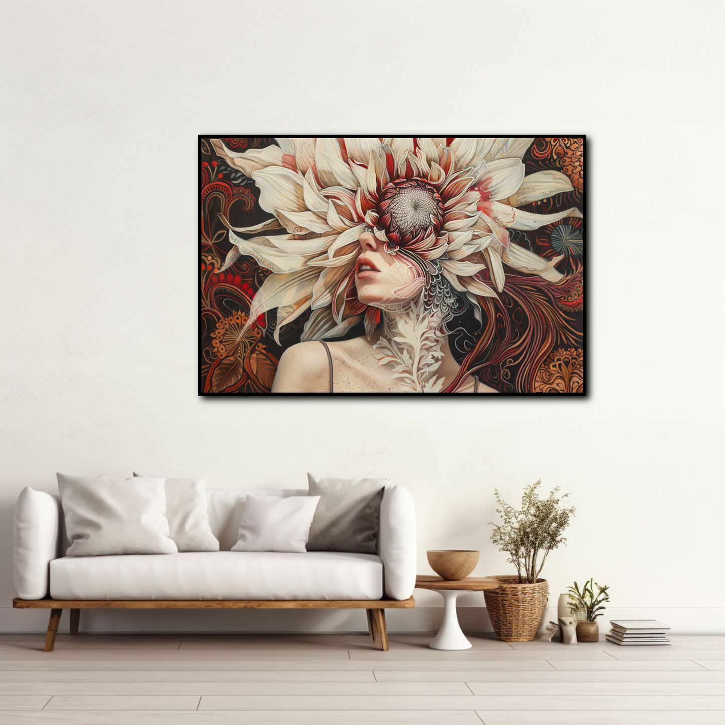 Tableau Femme Tête Fleur